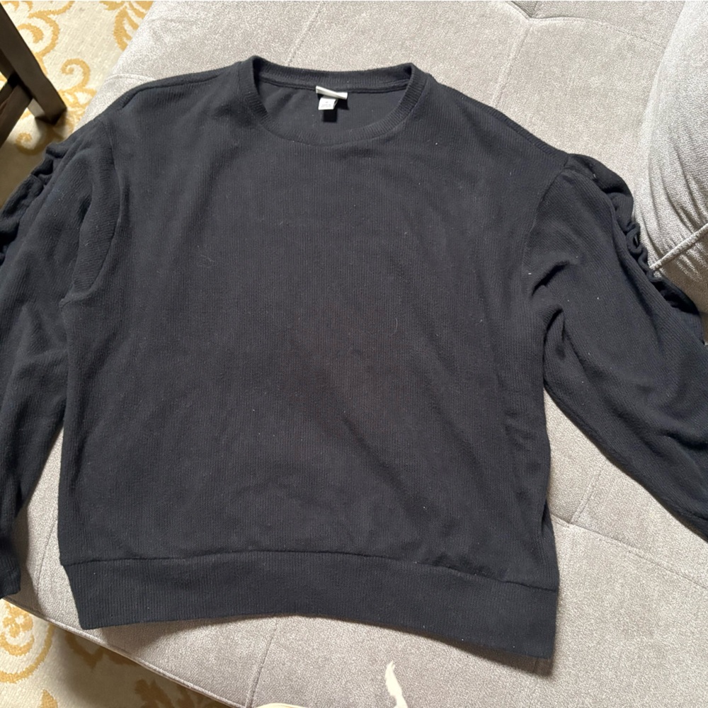a new day Black Ribbed Long Sleeve Top-Small